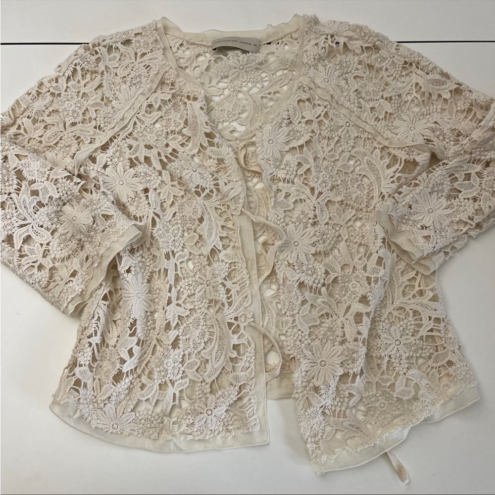 Purification Garcia sheer open front tie cardigan 40